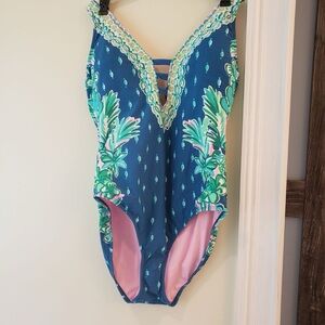 Lilly Pulitzer Blue and Green One Piece Swimsuit